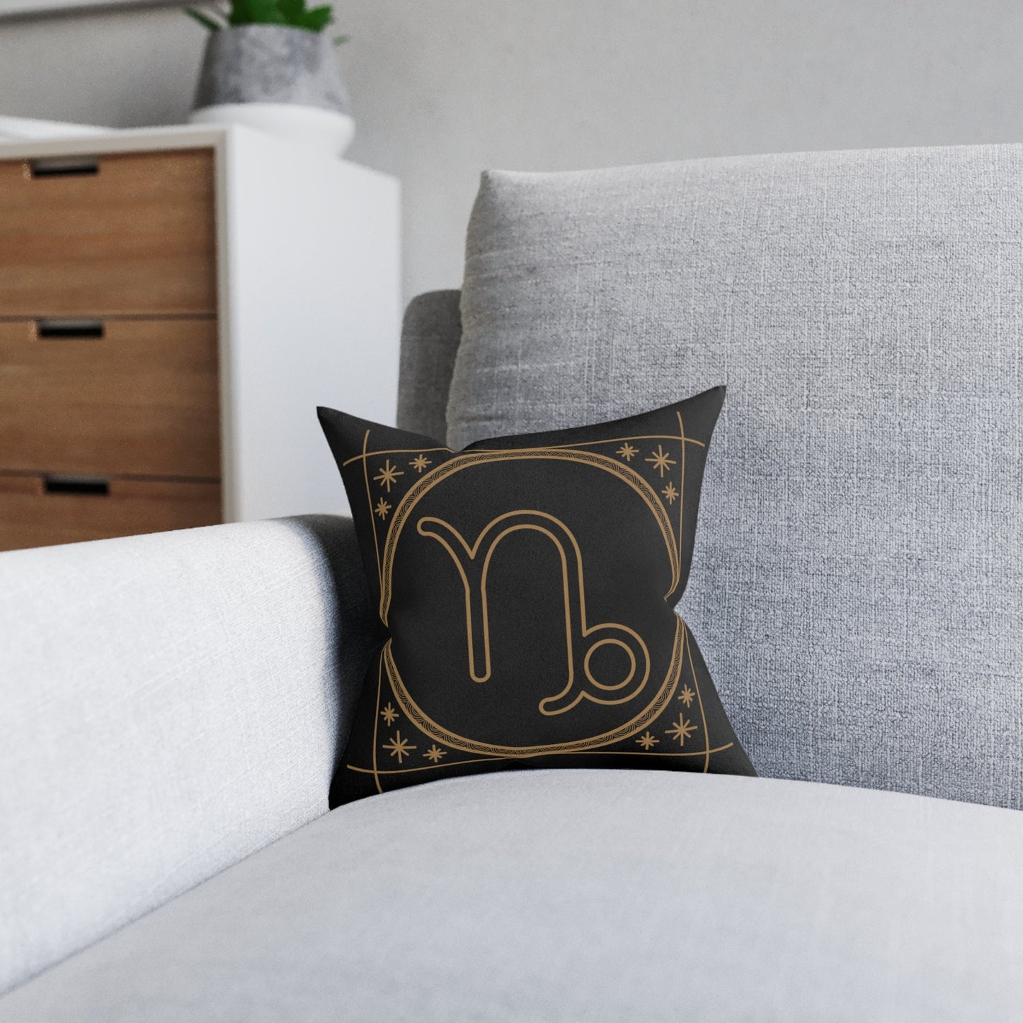 Black Onyx Capricorn Square Pillow