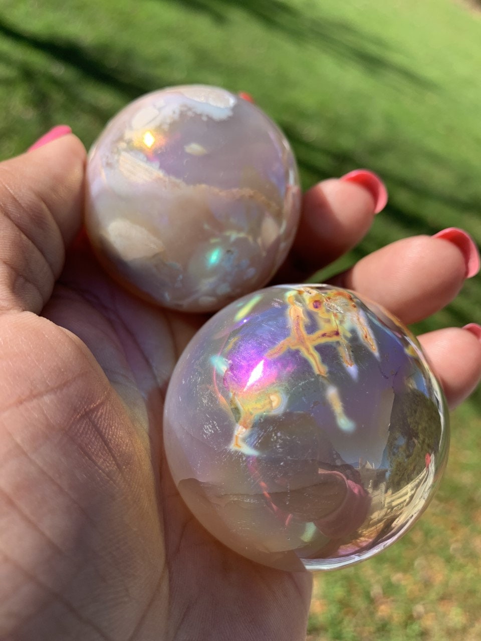 Aura Flower Agate Spheres