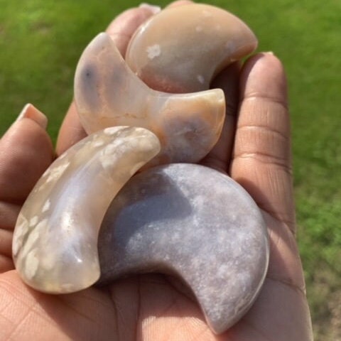 Crescent Flower Agate Moon