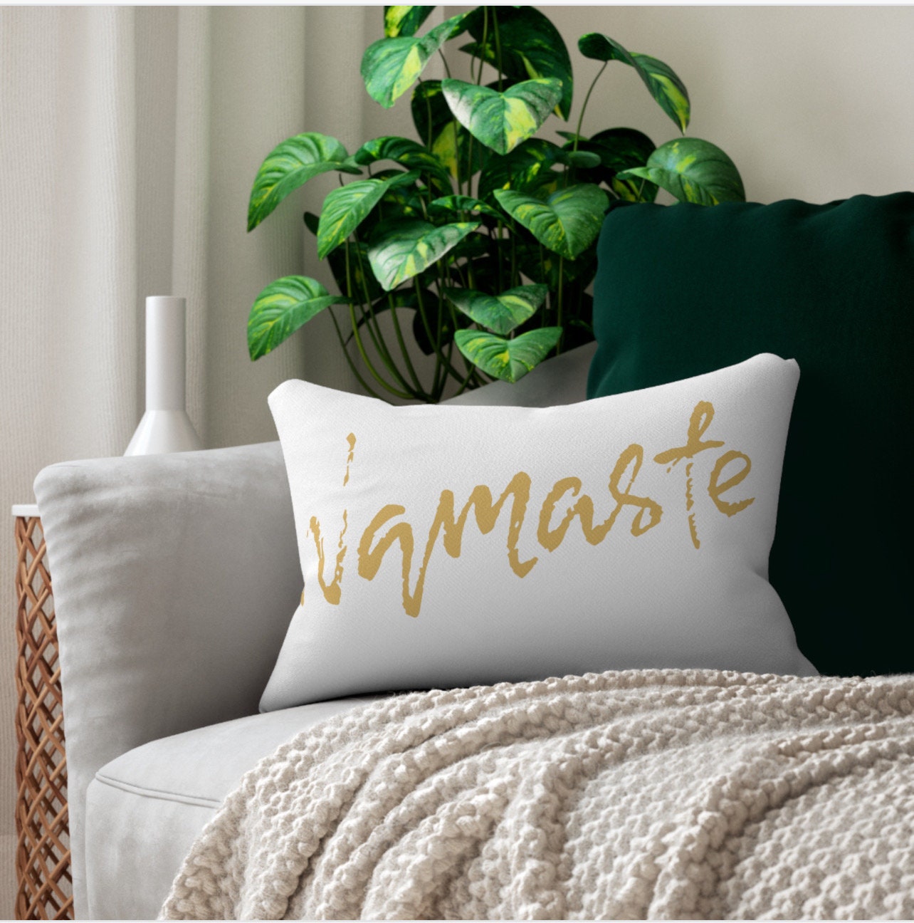 Namaste Lumbar Pillow — Spun‑Polyester Decorative Pillow with Insert