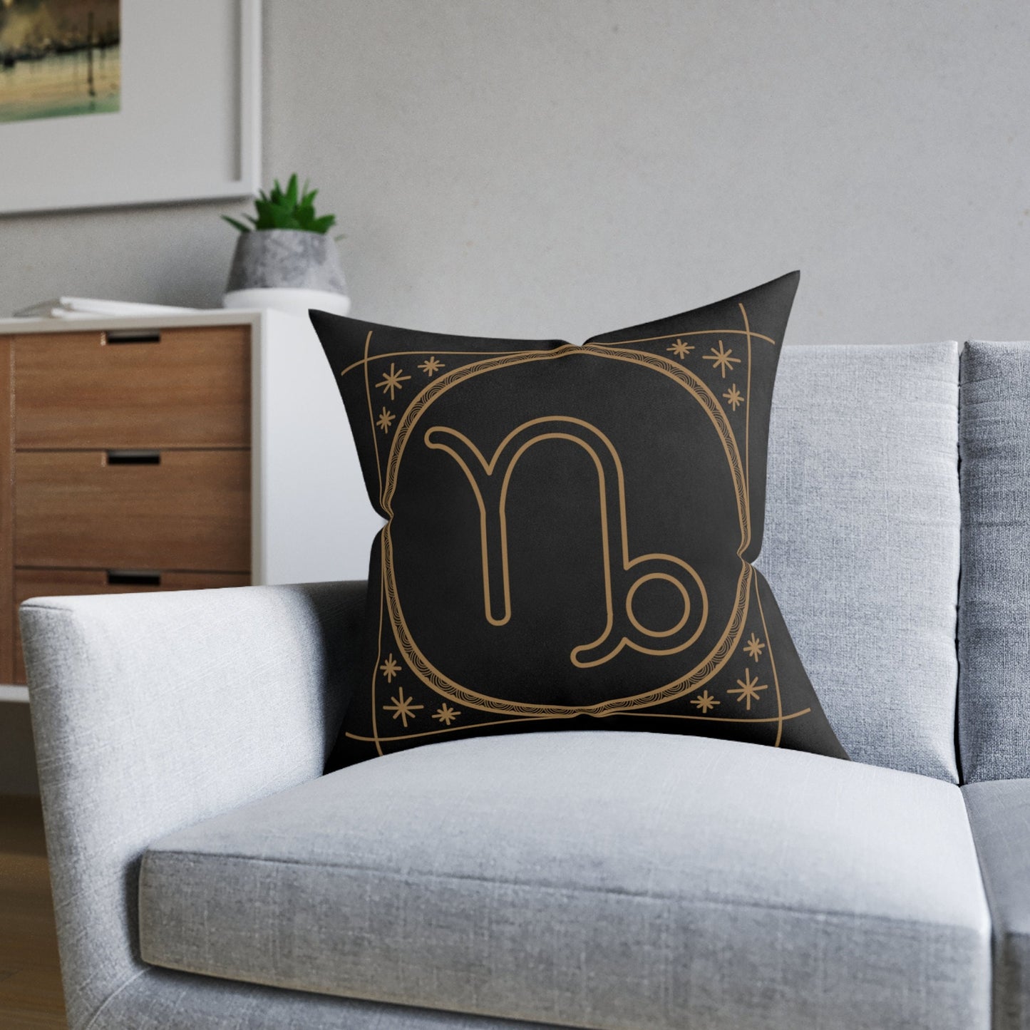 Black Onyx Capricorn Square Pillow