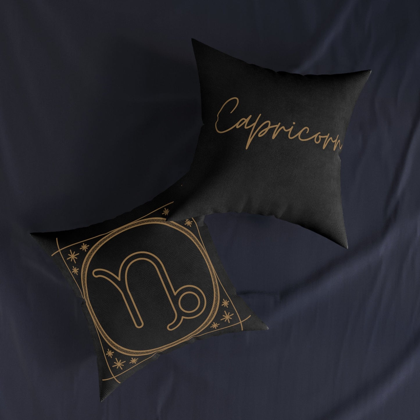 Black Onyx Capricorn Square Pillow